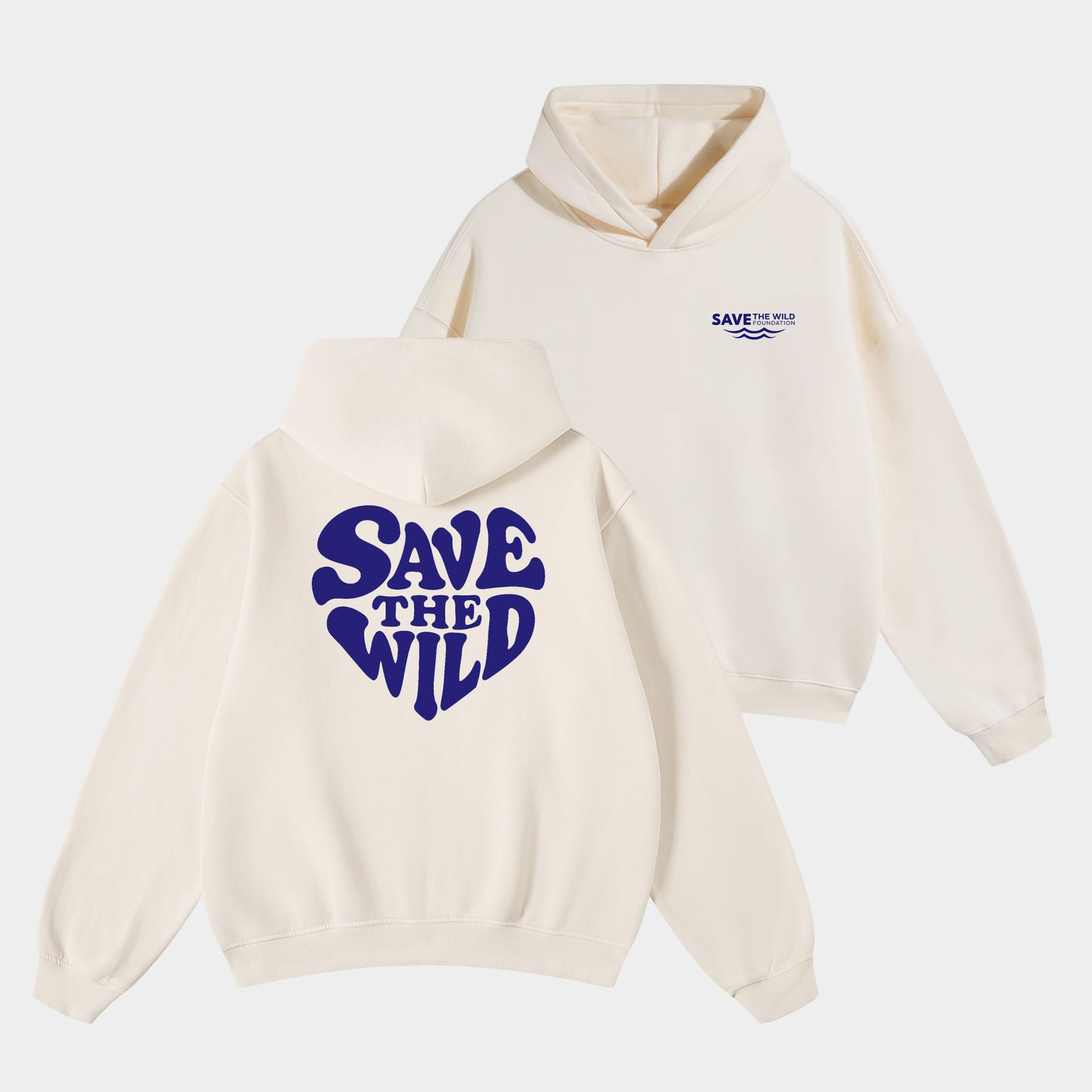 HOODIE "SAVETHEWILD" BEIGE/BLUE