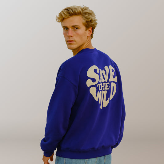 SWEATER "SAVETHEWILD" BLUE/BEIGE
