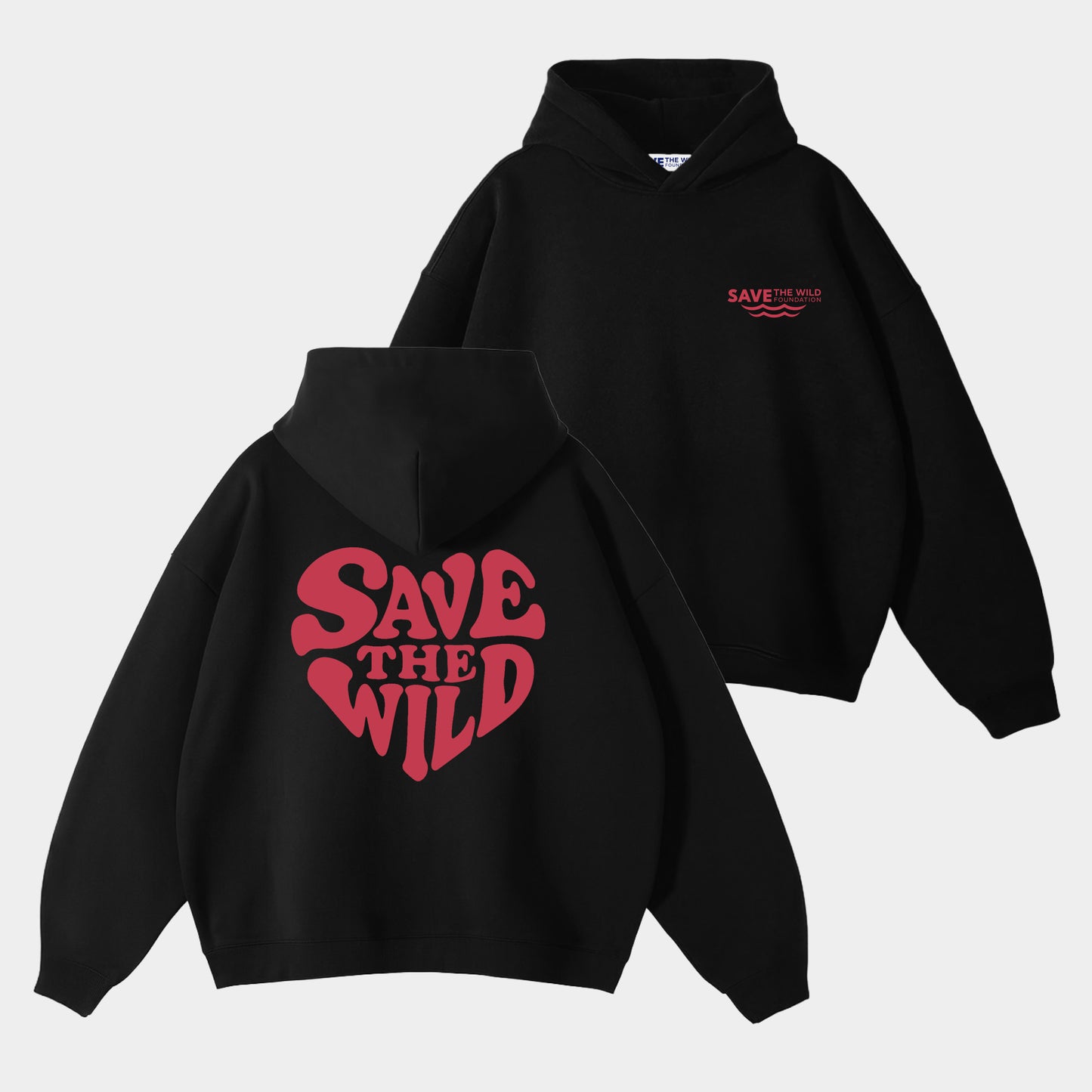 HOODIE "SAVETHEWILD" BLACK/RED