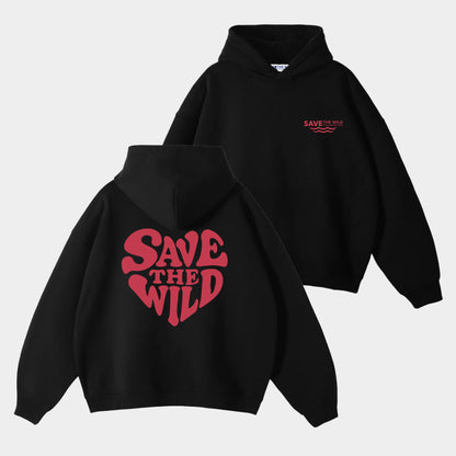 HOODIE "SAVETHEWILD" BLACK/RED