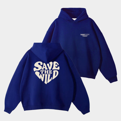 HOODIE "SAVETHEWILD" BLUE/BEIGE