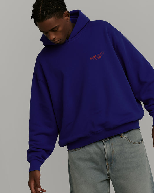 HOODIE "SAVETHEWILD" BLUE/RED