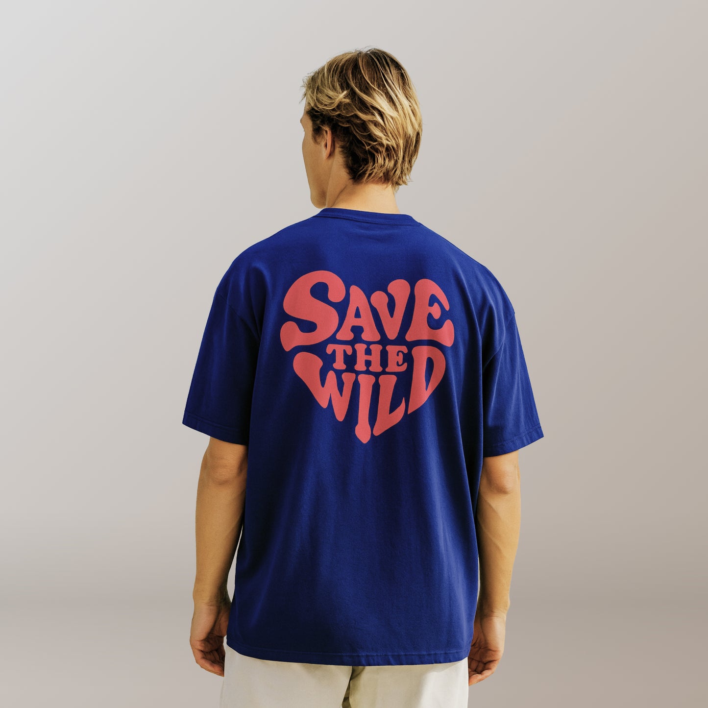 T-SHIRT "SAVETHEWILD" BLUE/RED