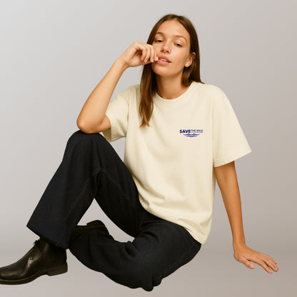 T-SHIRT "SAVETHEWILD" BEIGE/BLUE