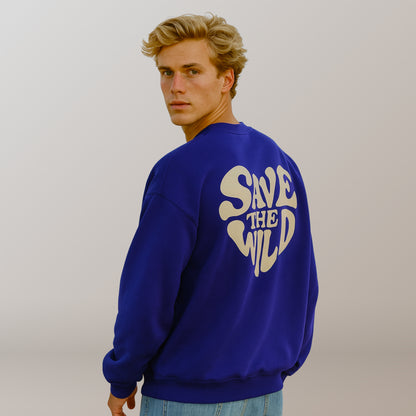 SWEATER "SAVETHEWILD" BLUE/BEIGE