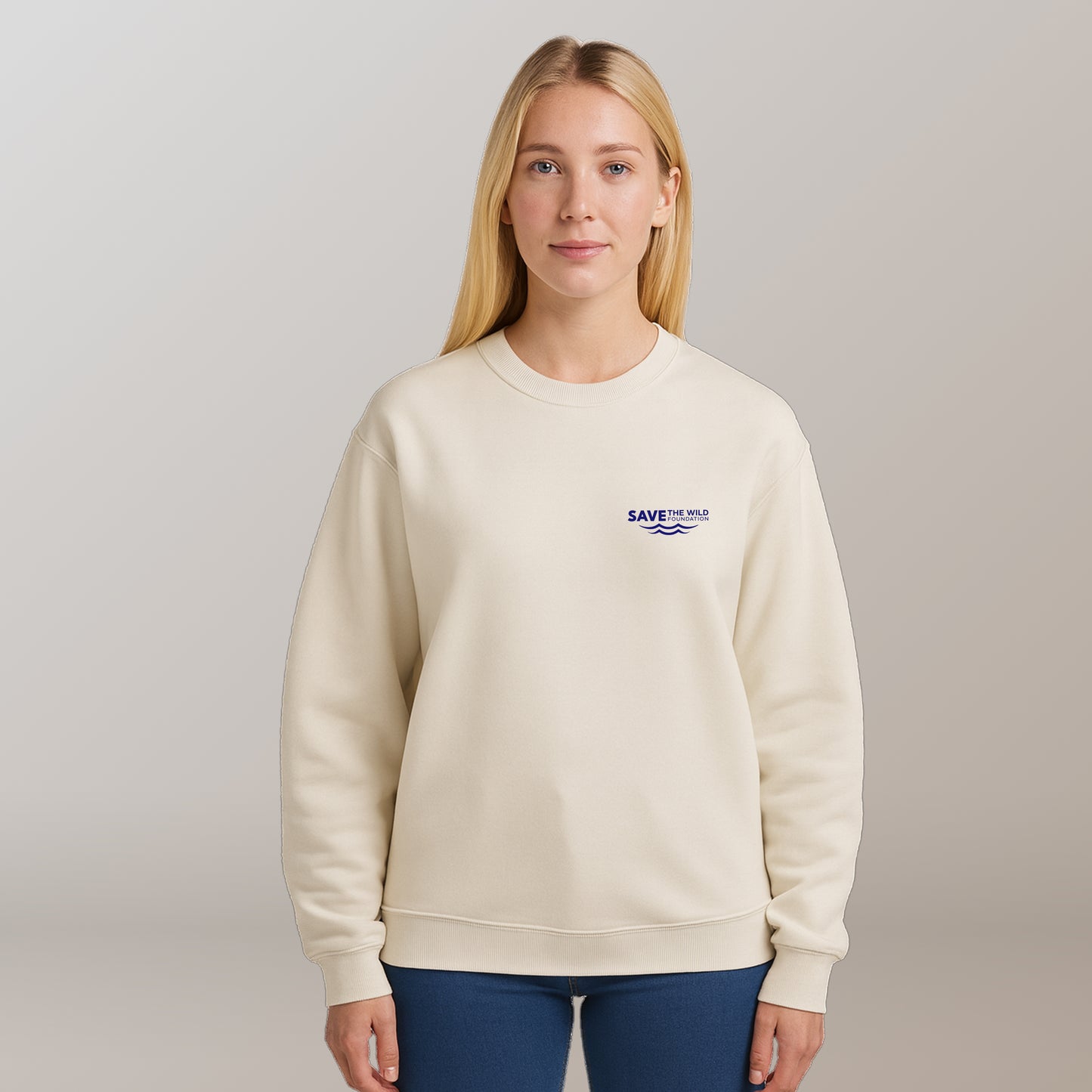 SWEATER "SAVETHEWILD" BEIGE/BLUE