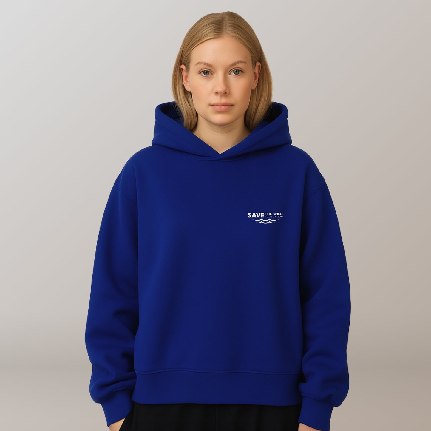 HOODIE "SAVETHEWILD" BLUE/BEIGE