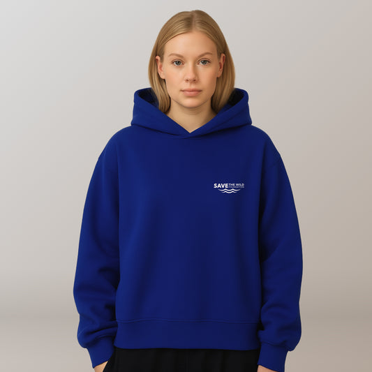 HOODIE "SAVETHEWILD" BLUE/BEIGE