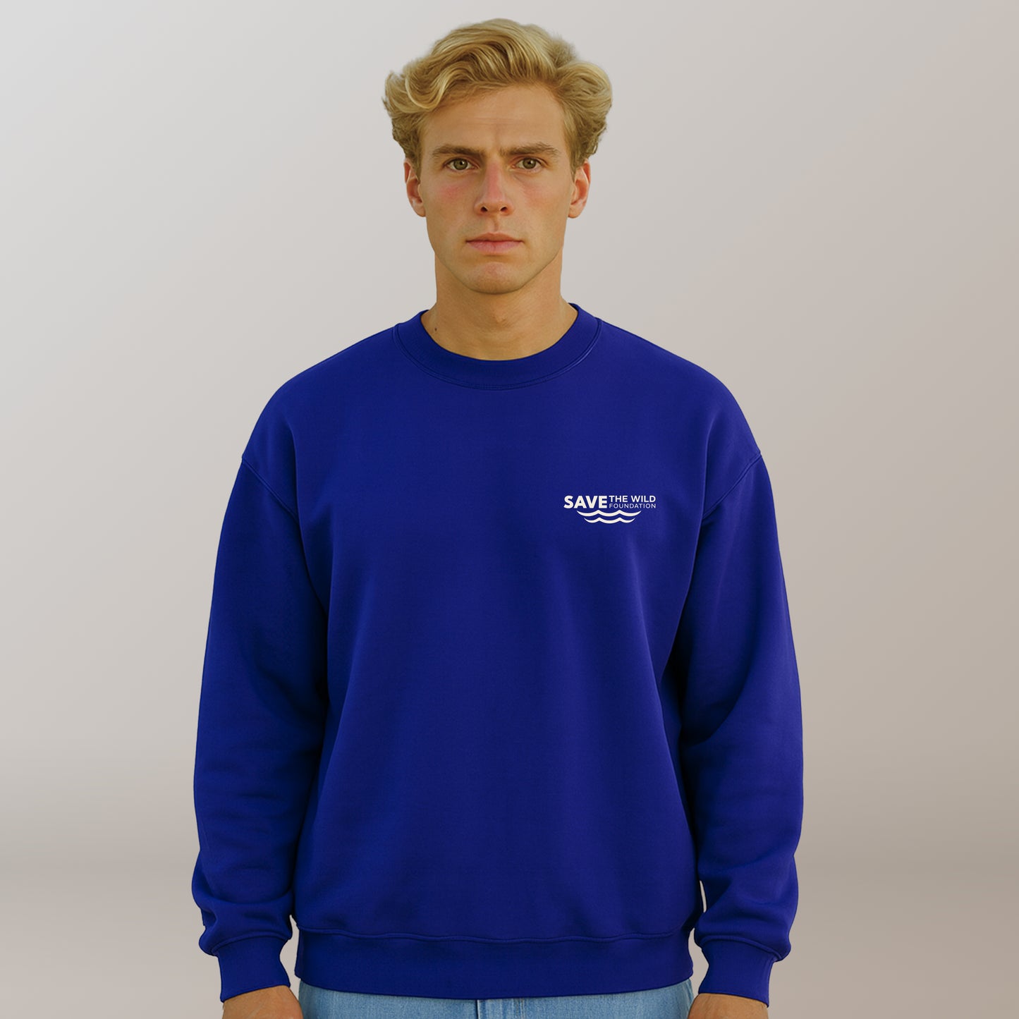 SWEATER "SAVETHEWILD" BLUE/BEIGE