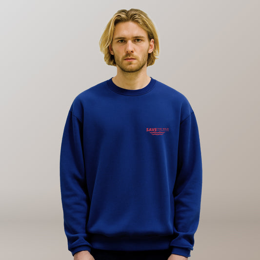 SWEATER "SAVETHEWILD" BLUE/RED