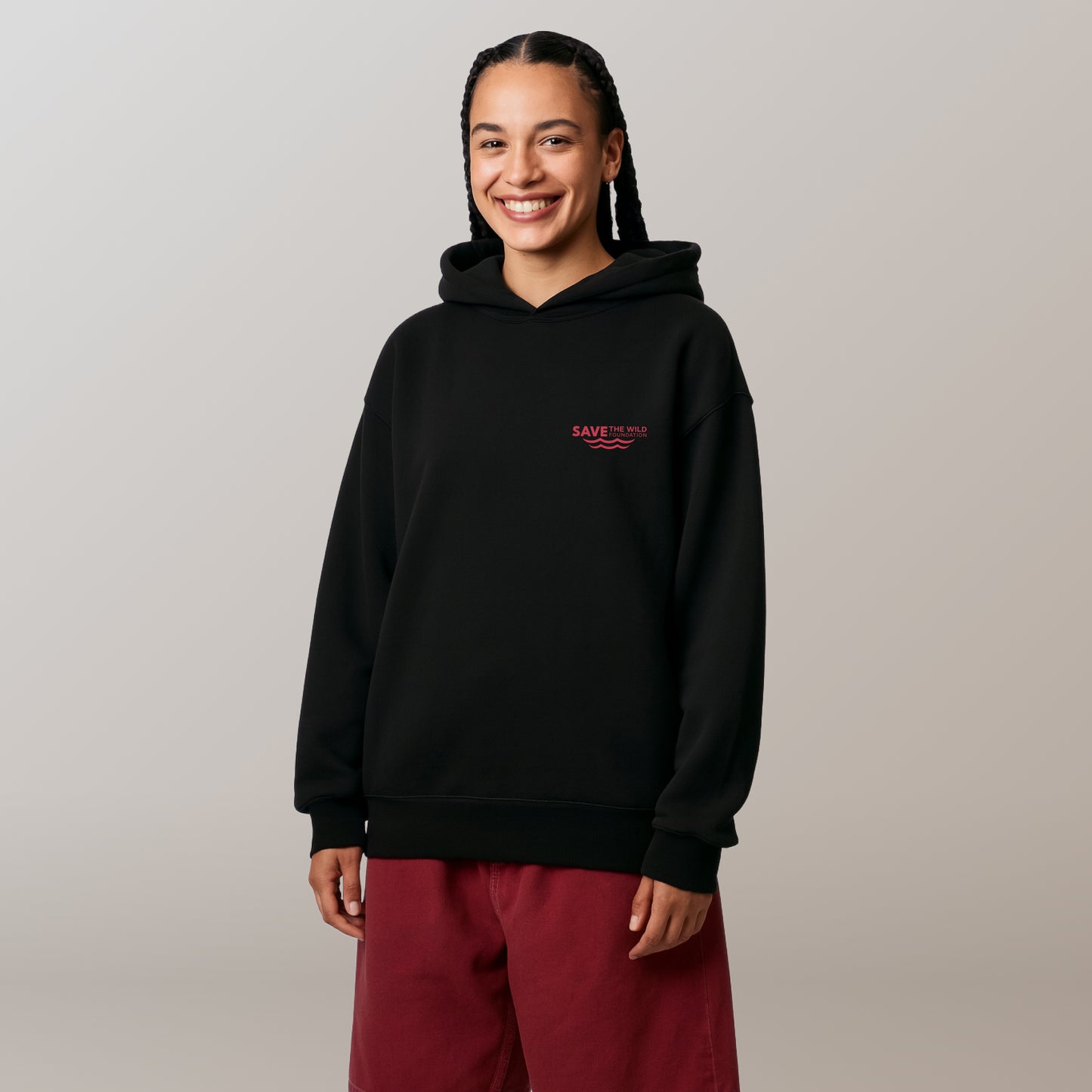 HOODIE "SAVETHEWILD" BLACK/RED