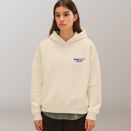 HOODIE "SAVETHEWILD" BEIGE/BLUE