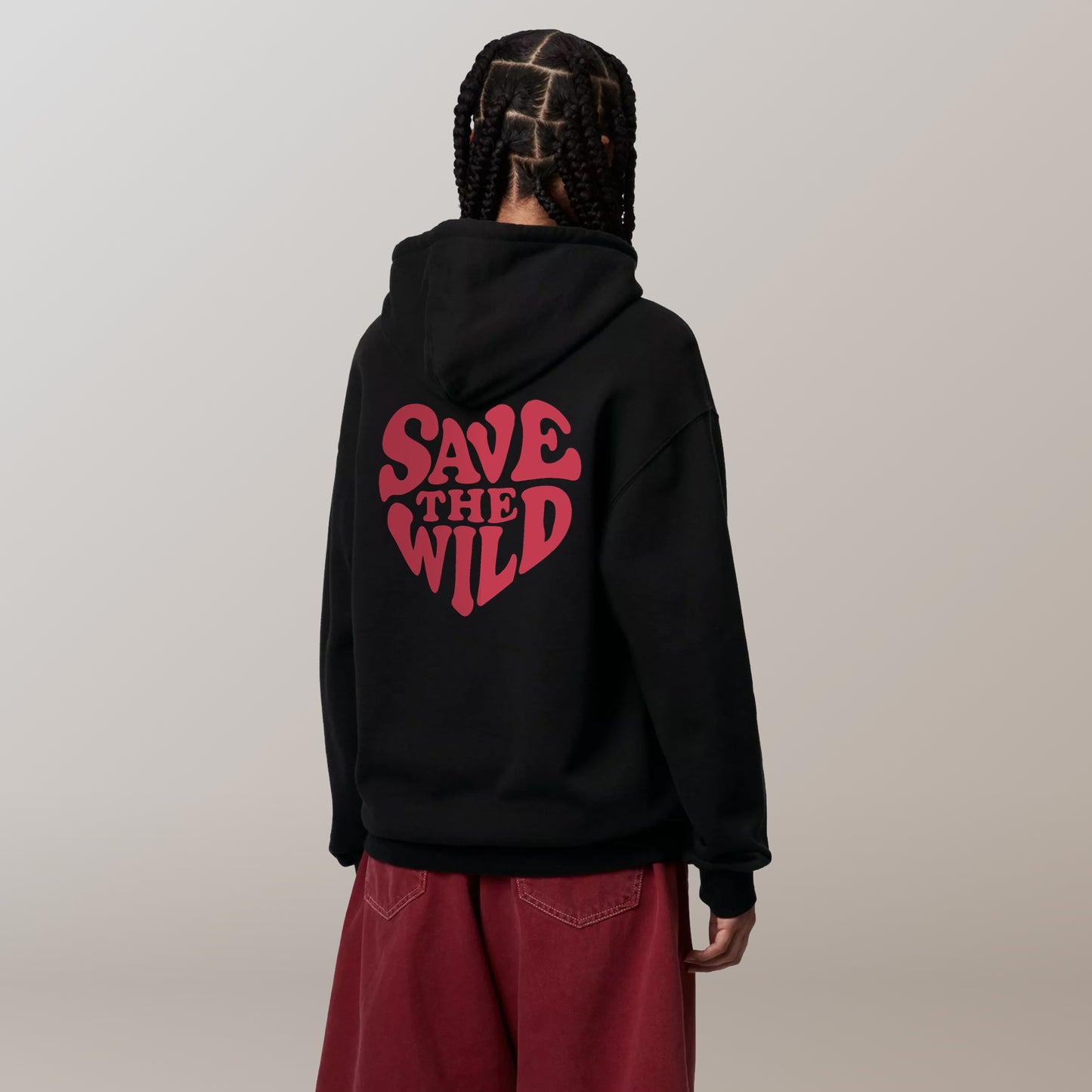 HOODIE "SAVETHEWILD" BLACK/RED
