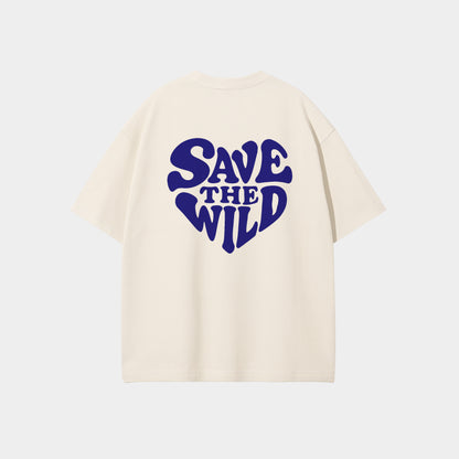 T-SHIRT "SAVETHEWILD" BEIGE/BLUE