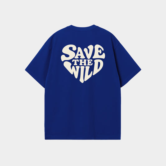 T-SHIRT "SAVETHEWILD" BLUE/BEIGE