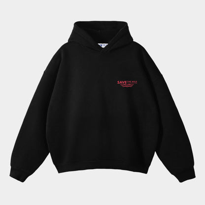 HOODIE "SAVETHEWILD" BLACK/RED