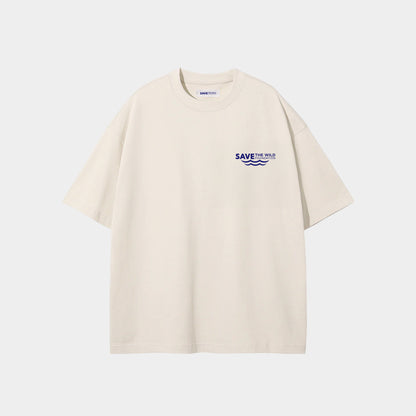 T-SHIRT "SAVETHEWILD" BEIGE/BLUE