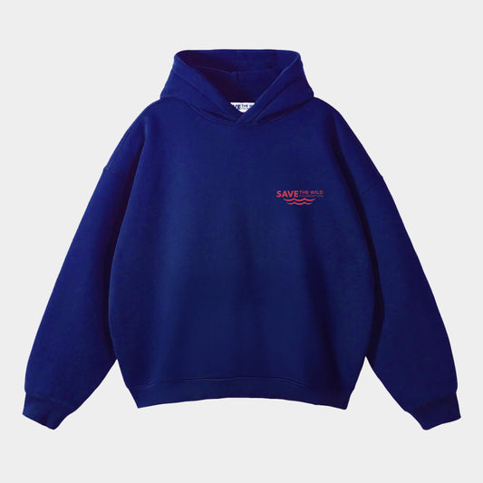 HOODIE "SAVETHEWILD" BLUE/RED